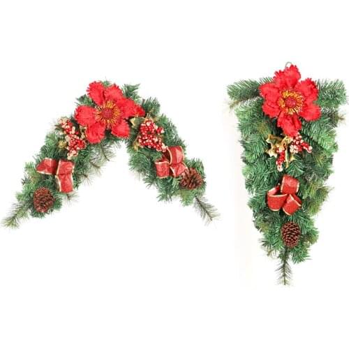 Simulation Pine Cones Red Berry Pine Needles Plants for Home Christmas Party Wall Door Window Hanging Flower Ornament