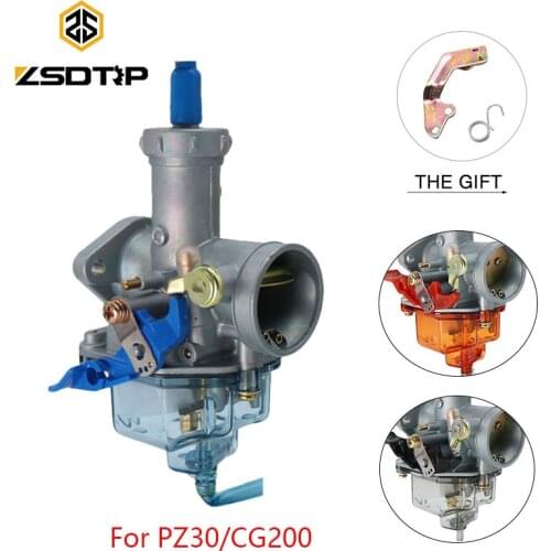 ZSDTRP Motorcycle Carburetor PZ30 30mm Manual/Auto Choke Carburetor With Nylon Float Chamber For HONDA CG200 For Keihin PZ30
