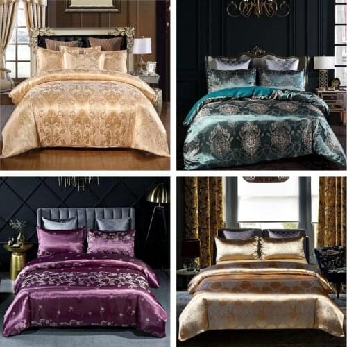 2020 New Fashion Luxury 2/3pcs Bedding Set Satin Jacquard Duvet Cover Sets US/EU Size Single Twin Double Full Queen King46