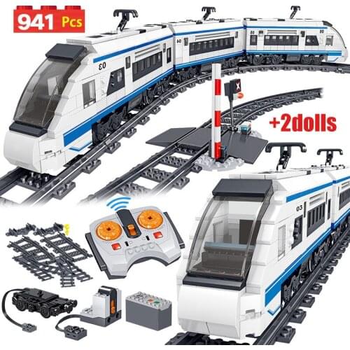 City Electric Harmony Technical 941pcs Rail Remote Control Building Blocks Train Track RC Technical Car Brick Toy for Boy