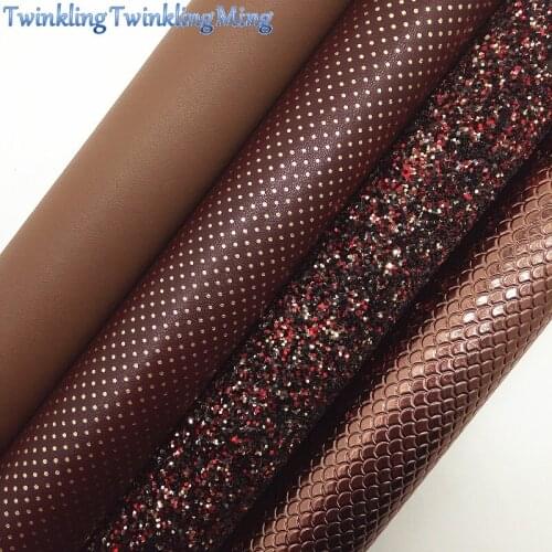 BROWN Glitter Fabric, Gold Dots Faux Fabric, Mermaid Synthetic Leather Fabric Sheets For Bow A4 21x29CM Twinkling Ming XM738