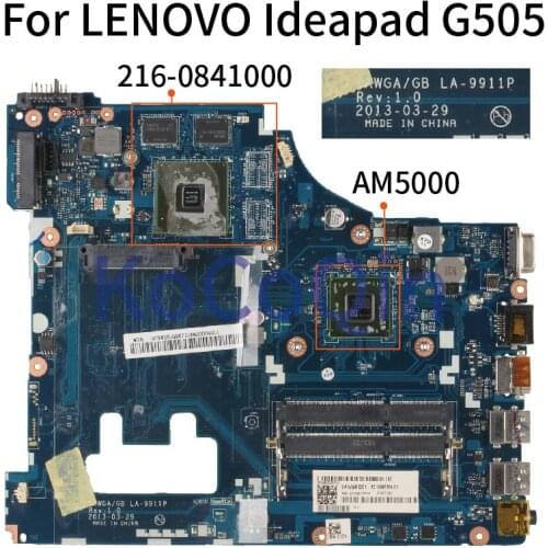 KoCoQin Laptop motherboard For LENOVO Ideapad G505 A4-5000 Mainboard VAWGA/GB LA-9911P AM5000 CPU 216-0841000