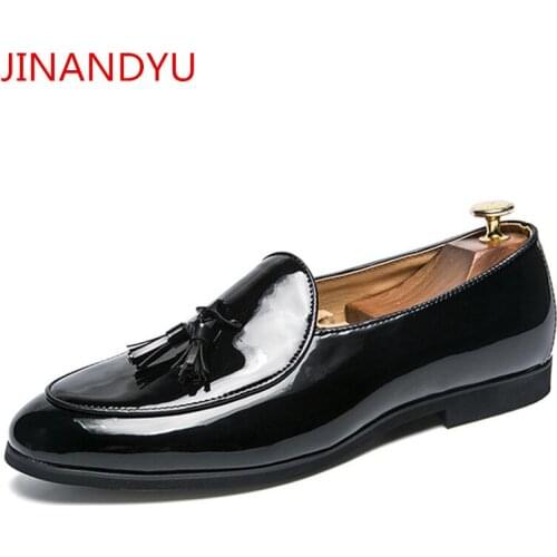 Tassels Mens Formal Shoes British Style Patty Wedding Shoes Flat Leather Oxford Casual Leather Shoes Fashion Loafers for Men