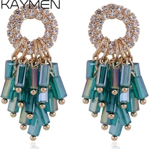 New Arrivals Rhinestone Crystal Golden Drop Dangle Earrings for Girls Women Fashion Statement Earrings Drop-Shipping 4110