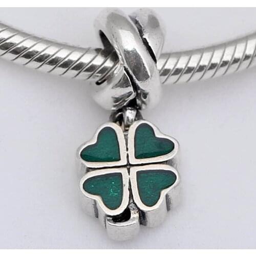 Original Enamel Four-leaf Clover Flower Pendant Beads Fit 925 Sterling Silver Bead Charm Bracelet Diy Jewelry