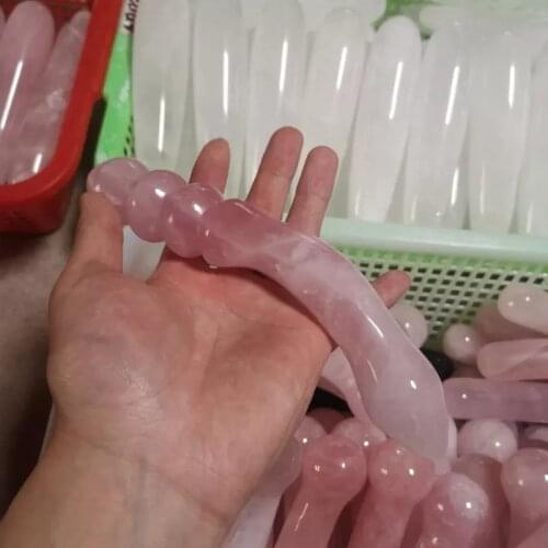 19cm Natural rose quartz crystal wand Personality pink quartz massage stick Gemstone beauty bar Yoni Healing for women gift 19cm