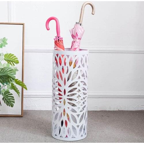 Hollow Umbrella Holder Anti-rust Metal Umbrella Organizer to 8 Capacity for Home Office Restaurant(White)