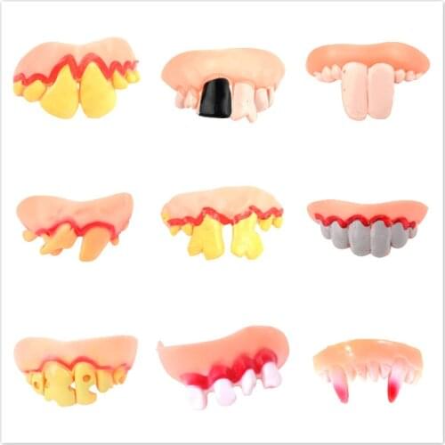 1-10Pcs Cosplay Halloween Dentures Zombie Ghost Devil Spoof Party Props Simulation False Teeth Terror Party Carnival Props 5Z