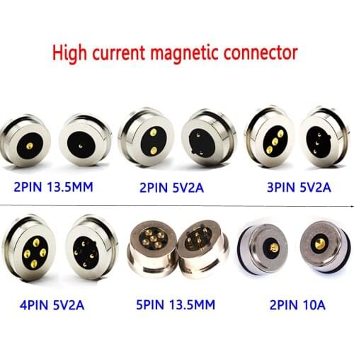 Spring-Loaded DC Magnetic Pogo pin connector 2 3 4 5 pin Pitch 13.5 mm through hole male female Anti-reverse Power Charge Probe