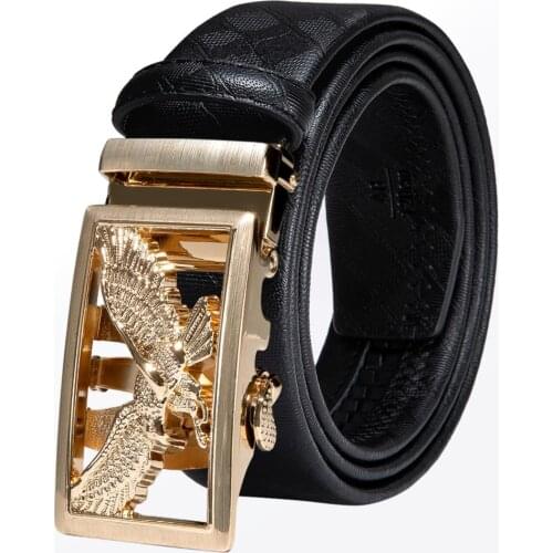 Gold Black Silver Automatic Buckles Mens Belts Black Leather Men Dress Jeans Belt Ratchet Sliding Waist Straps Wedding Business