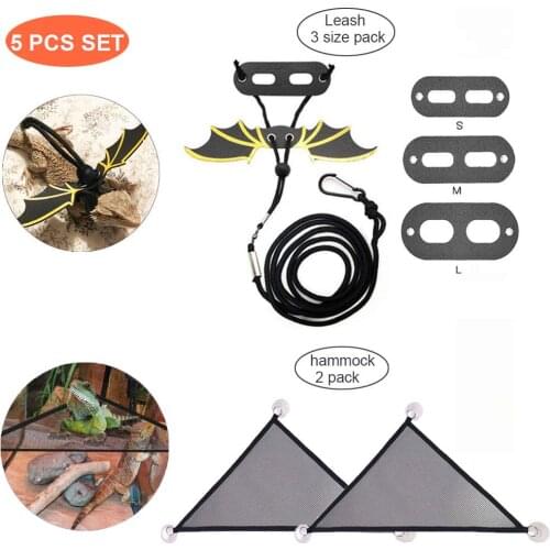 Adjustable Reptile Lizard Leash for Bearded Dragon Harness + 2pcs Reptile Feeding Pliers Stainless Steel Feeder Tool, Reptile Ha