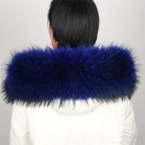 Real Fur Scarf Fur Collar 75*14cm Women Winter Coat Fur Scarves Luxury Raccoon Fur Genuine WinterWarm Neck Warmers Shaw #F6
