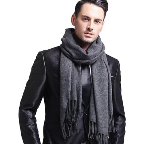 Elegant Gray Mens Scarf Winter Faux Cashmere Male Scarves Black Navy Mens Scarfs Classic Plaid Scarf for Men Red Women Tippet