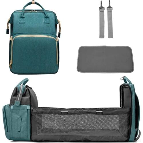 Folding Portable Baby Crib Bed Mommy Bag Backpack Waterproof Maternity Nappy Bag Stylish Folding Crib Nappy Bags