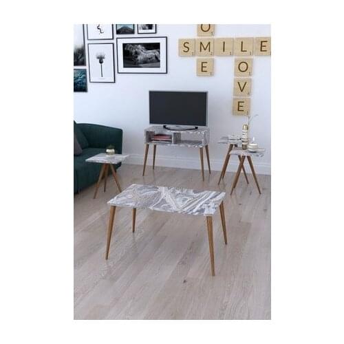 Modern Tv Stand, 3'lü Zigon Coffee table and Coffee table in the Middle-White Marble coffe table table bassee