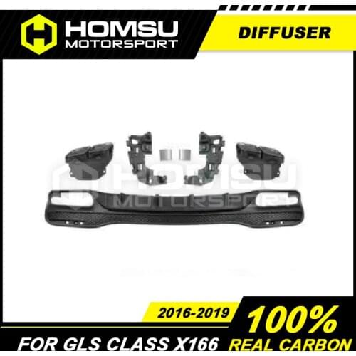 GLS63 Style PP Rear Bumper Diffuser Lip with Exhaust Tips Diffuser for MB GLS Class x166 2016-2019 GLS300 GLES450