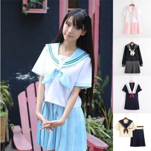 Japanese Uniform Sailor Shirt JK Uniform School Halloween Cosplay Costumes Student Clothing Women Girl High School Skirt Set