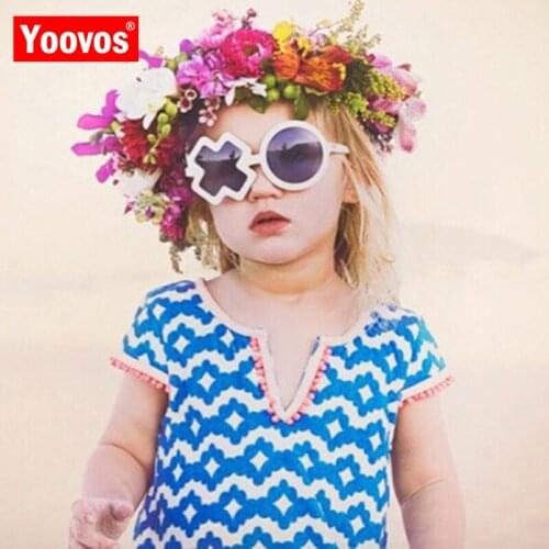 Yoovos 2021 Fashion Cartoon XO Round Sunglasses for Children Boys Girls Sun Flower Ourdoor Child Glasses with UV Protection