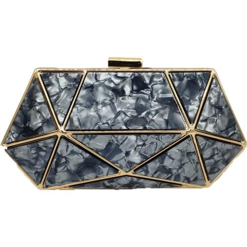 Boutique De FGG Women Evening Bags Metal Clutches Purses Formal Dinner Ladies Acrylic Box Clutch Chain Shoulder Bags