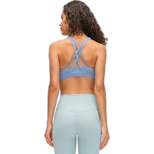 Fitness Women Sports Bra Tight Yoga Top Vest Female Shockproof Push Up Round Neck High-strength Shockproof Gather With Chest Pad