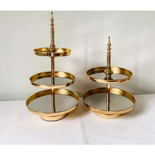 1 pcs 2 &3 tiers cupcake plate Mirror Decorative Cosmetics Storage Box Tray Wedding Home Decoration Rack Storage Box