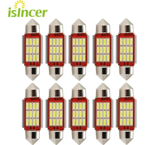 1pc 31mm 36mm 39mm 41mm Led Canbus Bulb C5W 12 SMD LED Signal Lamp White Car Interior Dome Lamp Reading Luggage Bulb 12V DC