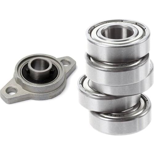 1 Pcs KFL001 Zinc Alloy Flanged Bearings with Stand 12mm & 5 Pcs 6002Z 15 X 32 X 9 mm Shielded Metal Ball Bearings
