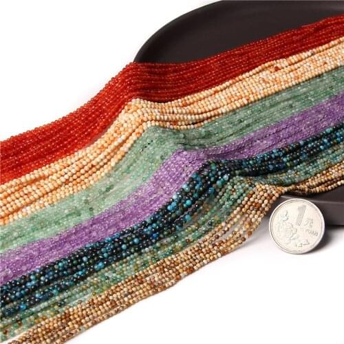 2MM Natural Stone Small Bead Crystal Jaspers Agates Loose Faceted Beads For DIY Handmade Jewelry Making Bracelet Necklace 15