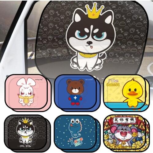 2Pcs Cartoon Universal Car Window Sunshade Animal Static Privacy Car Curtain Anti-UV Block Heat Car Window Sun Shades Dropship