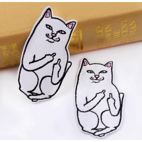 2Pcs Cat Patch Embroidery Fabric Stickers 3D Animal Appliques Jeans Garments Coats Motif Badge Handmade Accessories