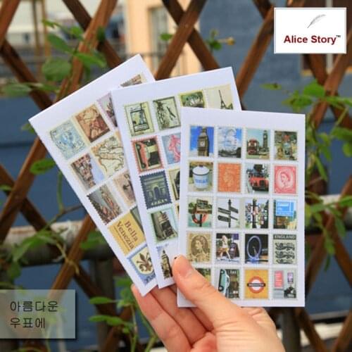 9 options Literature&Countries Scenery Stamp Stickers France/Italy/UK/Little Prince/Wizard of OZ/ Creative diary decorative
