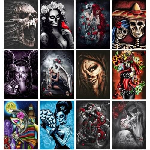 Diamond Painting Personality Skull Mask Cross Stitch Kits Diamond Embroidery Full Square Round Drill Mosaic Home Decor Painting