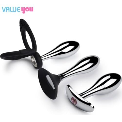 Metallic Silicone Base Anal Plug SM Sex Alternative Anal Toy Stainless Steel Anal Plug