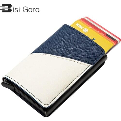 BISI GORO Mixed Color RFID Card Holder 2021 PU Leather Aluminum Wallet Travel Passport Holder Slim Russian Passport Cover Purse