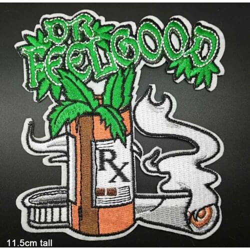 Big Size Full Embroidery Smoking Feel Good Novelty Iron On Embroidered Clothes Patches For Clothing Stickers Garment Wholesale