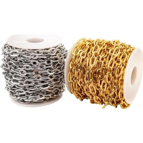 Gold Plated/Silver Cable Chains Stainless Steel Extender Chains Link Necklace Bulk for Jewelry Making