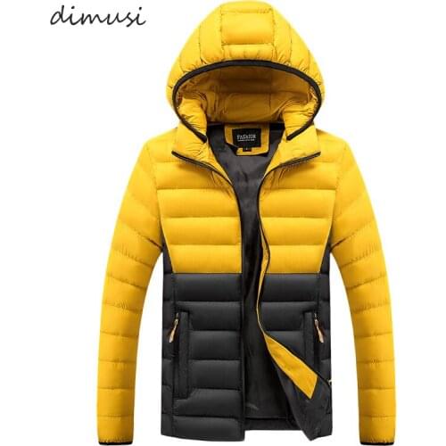 DIMUSI Winter Mens Jacket Fashion Men Cotton Thick Warm Parkas Casual Outwear Thermal Windbreaker Hooded Coats Mens Clothing
