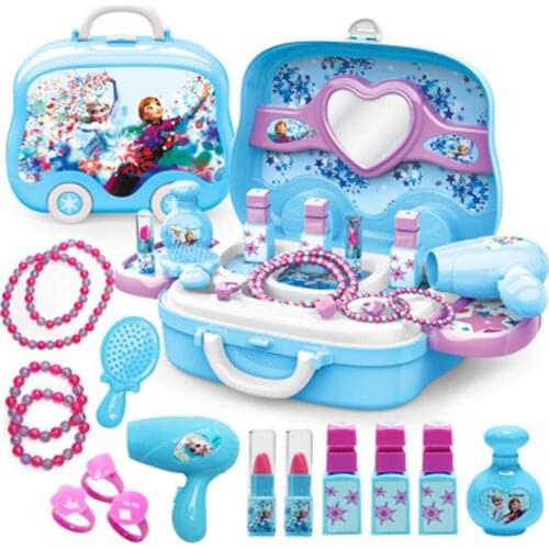 Disney girls princess frozen Dressing makeup toy set kids Beauty toys Childrens simulation dressing table Fashion Toys