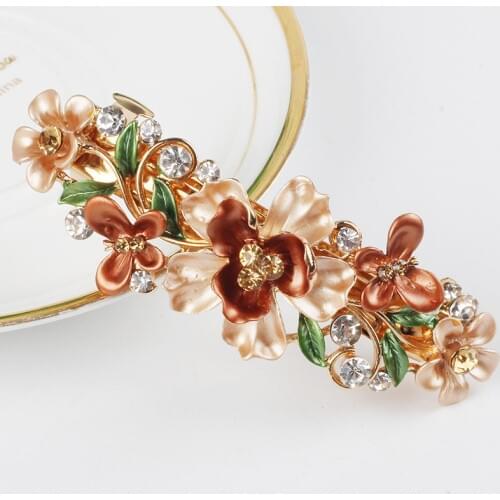 Elegant Resin Flower Hair Clip For Women Crystal Pearl Alloy Hairpin Wedding Barrette Hair Accessories Hair grips Styling Tools