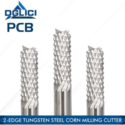 GDLICI 3.175/4/6mm Carbide Thread Mills Tungsten Corn Teeth Cutting Milling Bits CNC PCB Milling Cutter for Engraving Machine
