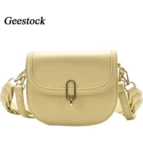 Geestock Shoulder Bag Woman Braided Shoulder Strap Design Crossbody Bags for Women 2021New Fashion Saddle Bag Handbag