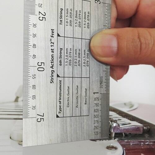 Guitar Measuring Ruler Mini Portable String Action Gauge Ruler Guide Setup Guitar Measuring Fork Bass Luthier Tool Accurately