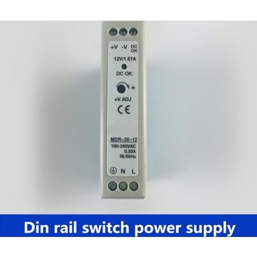 MDR-20-12 20W 1.67A 12V ac to dc Din rail mounted Power supply MDR-20 5v 12v 24v
