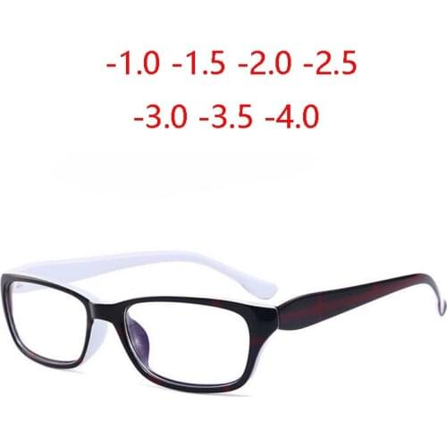 -1.0 -1.5 -2.0 -2.5 To -4.0 Literary Student Square Finished Myopia Glasses Unisex Fashion White Frame Nearsighted Eyeglasses