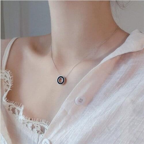 Princess Fashion Round Pendant Necklace Women Jewelry Top Quality Silver 925 Sterling Necklace Accessories Girls Chirstmas Gift