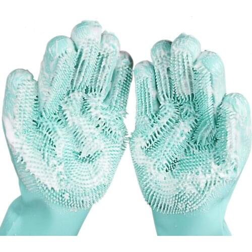 2pcs Silicone Cleaning Gloves Multifunction Magic Silicone Dish Washing Gloves For Kitchen Household Silicone Washing
