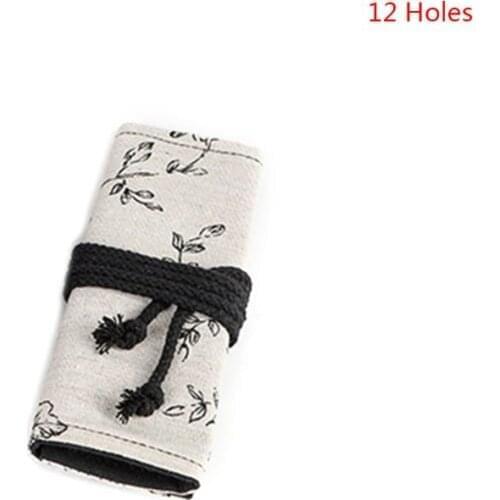 Peony 12/24/36/48/72 Holes Canvas Roll Pen Curtain Pencil Bag Case Makeup Wrap