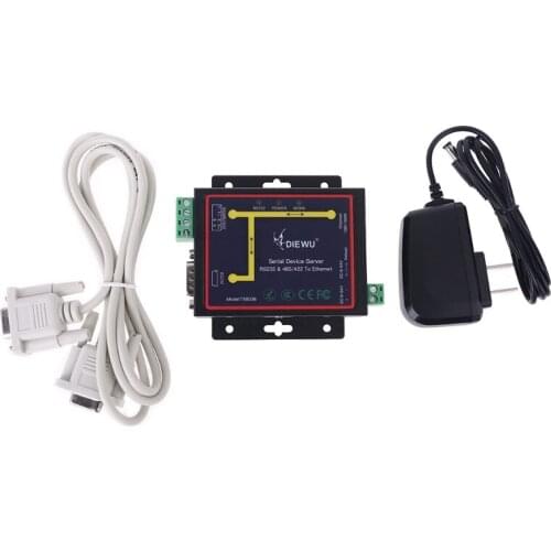 RJ45 to RS232 RS485 Industrial Male Converter TCP/UDP Serial Ethernet Device Server US Plug TXB038