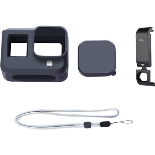 Silicone Camera Case Protective Cover Housing with Chargeable Battery Lid for GoPro Hero 8 Black Sports Camera Accessories