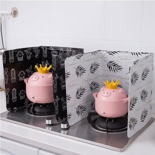 Aluminum Foldable Splatter screen Gas Stove Baffle Plate Kitchen Frying Pan Oil Splash Protection Screen Kichen Accessories